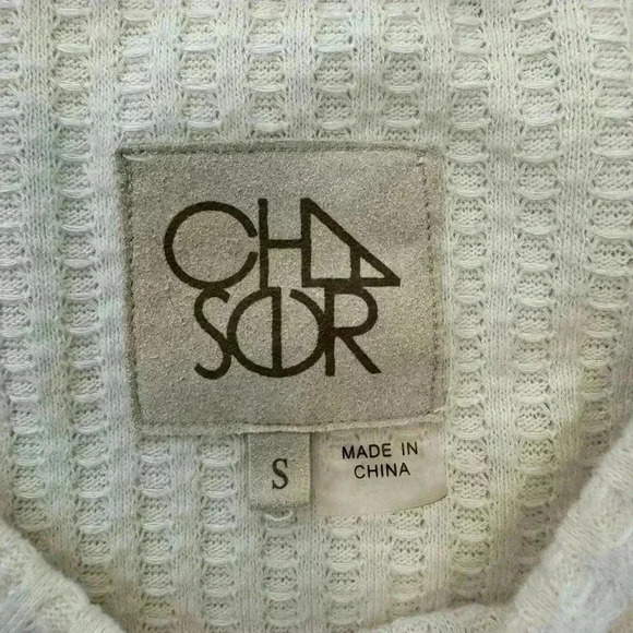 CHASER (ANTHROPOLOGIE brand) boho cream waffle Knit LS Shirt button-up cuff cozy - Picture 4 of 10